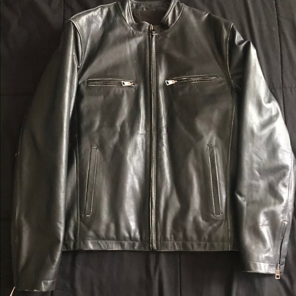 Brand New Top Gun Mens Black Leather Bomber Jacket